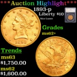 ***Auction Highlight*** 1893-p Gold Liberty Eagle $10 Graded ms62+ By SEGS (fc)