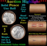 ***Auction Highlight*** Solid Uncirculated Peace silver dollar roll 1922 & P Ends, 20 coins (fc)