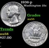 1936-p Washington Quarter 25c Grades Choice AU