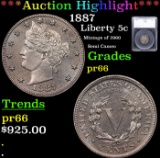 Proof ***Auction Highlight*** 1887 Liberty Nickel 5c Graded pr66 By SEGS (fc)