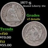 1877-s Seated Liberty Quarter 25c Grades vf details