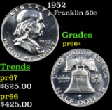 Proof 1952 Franklin Half Dollar 50c Graded pr66+ By SEGS