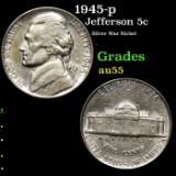 1945-p Jefferson Nickel 5c Grades Choice AU