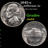 1945-s Jefferson Nickel 5c Grades Choice Unc