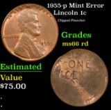 1955-p Lincoln Cent Mint Error 1c Grades GEM+ Unc RD