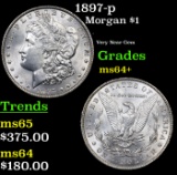 1897-p Morgan Dollar $1 Grades Choice+ Unc