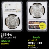 NGC 1884-o Morgan Dollar $1 Graded ms64 By NGC