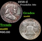 1958-d Franklin Half Dollar 50c Grades GEM+ Unc