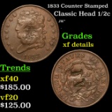 1833 Classic Head half cent Counter Stamped 1/2c Grades xf details