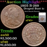 ***Auction Highlight*** 1805 Draped Bust Large Cent S-269 1c Graded xf45+ By SEGS (fc)
