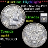 ***Auction Highlight*** 1905-s Barber Quarter Near Top POP! 25c Graded ms66 By SEGS (fc)
