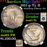***Auction Highlight*** 1917-p Ty II Standing Liberty Quarter 25c Graded ms65 fh By PGA (fc)