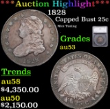 ***Auction Highlight*** 1828 Capped Bust Quarter 25c Graded au53 By SEGS (fc)