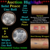 ***Auction Highlight*** Solid Uncirculated Peace silver dollar roll 1924 & P Ends, 20 coins (fc)