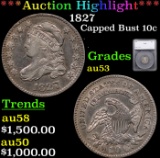 ***Auction Highlight*** 1827 Capped Bust Dime 10c Graded au53 By SEGS (fc)