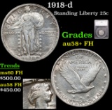 1918-d Standing Liberty Quarter 25c Graded au58+ FH By SEGS
