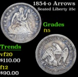 1854-o Arrows Seated Liberty Quarter 25c Grades f+