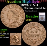 ***Auction Highlight*** 1823/2 N-1 Coronet Head Large Cent 1c Graded vf25 By SEGS (fc)
