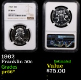 Proof NGC 1962 Franklin Half Dollar 50c Graded pr66* By NGC