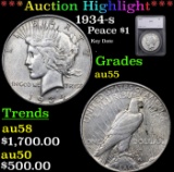 ***Auction Highlight*** 1934-s Peace Dollar $1 Graded au55 By SEGS (fc)