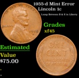 1955-d Lincoln Cent Mint Error 1c Grades xf+