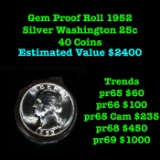 ***Auction Highlight*** Full Roll of Proof 1952 Washington 25c, 40 coins total. (fc)