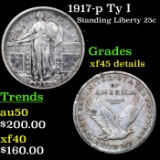 1917-p Ty I Standing Liberty Quarter 25c Grades xf Details