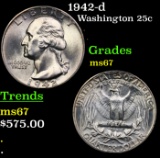 1942-d Washington Quarter 25c Grades GEM++ Unc