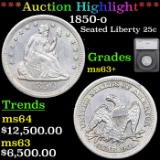 ***Auction Highlight*** 1850-o Seated Liberty Quarter 25c Graded ms63+ By SEGS (fc)
