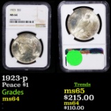 NGC 1923-p Peace Dollar $1 Graded ms64 By NGC