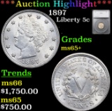 ***Auction Highlight*** 1897 Liberty Nickel 5c Graded ms65+ By SEGS (fc)