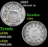 1882 Shield Nickel 5c Grades vf+