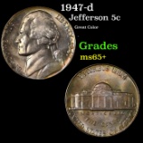 1947-d Jefferson Nickel 5c Grades GEM+ Unc