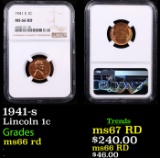 NGC 1941-s Lincoln Cent 1c Graded ms66 rd By NGC
