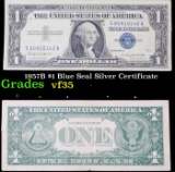 1957B $1 Blue Seal Silver Certificate Grades vf++