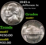 1945-s Jefferson Nickel 5c Grades GEM++ Unc
