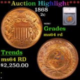 ***Auction Highlight*** 1868 Two Cent Piece 2c Graded ms64 rd By SEGS (fc)