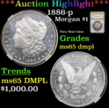 ***Auction Highlight*** 1886-p Morgan Dollar $1 Graded ms64+ dmpl By PGA (fc)