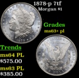 1878-p 7tf Morgan Dollar $1 Grades Select Unc+ PL