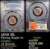 PCGS 1858 SL Flying Eagle Cent 1c Graded xf details By PCGS