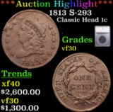 ***Auction Highlight*** 1813 Classic Head Large Cent S-293 1c Graded vf30 By SEGS (fc)