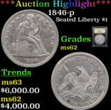 ***Auction Highlight*** 1846-p Seated Liberty Dollar $1 Graded Select Unc By USCG (fc)
