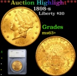 ***Auction Highlight*** 1898-s Gold Liberty Double Eagle $20 Graded ms63+ By SEGS (fc)
