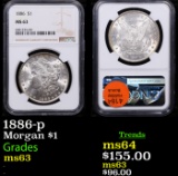 NGC 1886-p Morgan Dollar $1 Graded ms63 By NGC