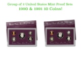 Group of 2 United States Mint Proof Sets 1990-1991 10 coins
