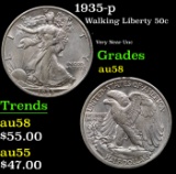 1935-p Walking Liberty Half Dollar 50c Grades Choice AU/BU Slider