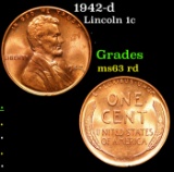 1942-d Lincoln Cent 1c Grades Select Unc RD