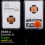 NGC 1948-s Lincoln Cent 1c Graded ms65 rd By NGC