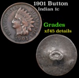 1901 Indian Cent 1c Grades xf+.