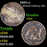 1861-o Seated Half Dollar 50c Grades vf++